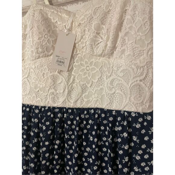 Candies Women’s Maxi Fairy Floral Crochet Lace Spaghetti Strap Dress NWT Large - Picture 2 of 8